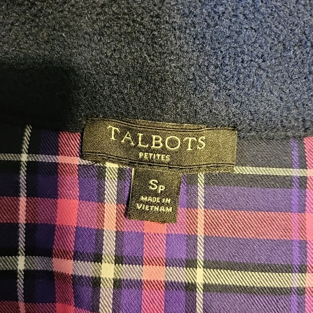 Talbots Women's Quilted Fleece Blue Full Zip Light Coat Jacket Petite Small